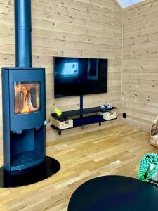 TV a/nebo společenská místnost v ubytování Cozy cabin on Sjusjølia by the trail network sauna