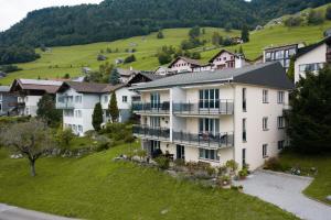 a group of houses on a hill with green grass at Apartment Morgensonne in Amden