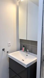 a bathroom with a white sink and a cabinet at Chambres sur Cergy in Cergy