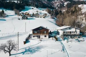 an aerial view of a village in the snow at Apartment im Chalet Biodola in Amden