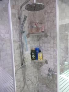 a shower in a bathroom with a glass door at Yasmina in Ariana