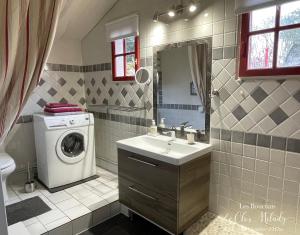 a bathroom with a washing machine and a sink at Chambres d'Hôtes Les Bournais - Le Clos Milady in L'Ile-Bouchard +56 photos