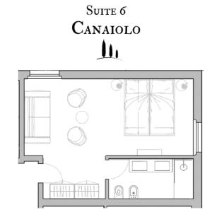 un plan d'étage d'une petite maison au Canada dans l'établissement Poggio Paradiso Resort & Spa, à Montefollonico