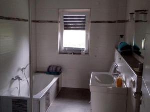 ein Badezimmer mit einer Badewanne, einem Waschbecken und einer Badewanne in der Unterkunft Appealing apartment in Lübbenau in Lübbenau