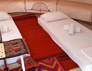 Säng eller sängar i ett rum på Glamping at a Lovely Tent in Skiaxtro- Marathopoli