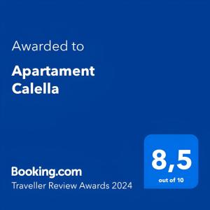 a screenshot of a cell phone with the text upgraded to apartment califa at Apartament Calella in Calella