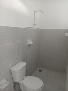 メリダにあるEl rinconcitoのバスルーム(白いトイレ、シャワー付)