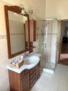 a bathroom with a sink and a shower at Casa Martelli in Seano