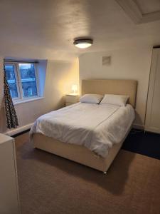 een slaapkamer met een groot bed in een kamer bij Oval Cricket Ground walking distance in Londen