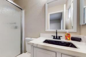 a bathroom with a sink and a shower at Chandler's Hidden Gem in Chandler +11 photos