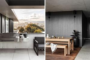 a kitchen and a dining room with a table at Hamilton Gerringong in Gerringong +6 photos