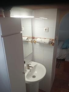 uma pequena casa de banho com lavatório e WC em ALBORADA TRES em Burguillos