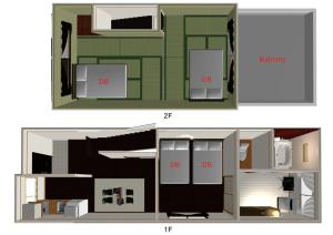 two views of a room with different floors at OPEN SALE-Full renovation-stations 4 min-USJ& Namba nearby in Osaka
