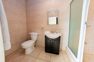 La salle de bains est pourvue de toilettes et d'un lavabo. dans l'établissement Parc Rayne, à Georgetown