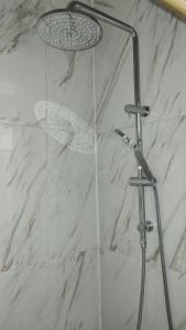 a shower with a glass door in a bathroom at Private separate unit - A in O'Connor in Canberra