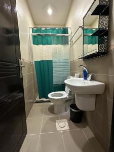 a bathroom with a toilet and a sink at Amro Petra Apartment in Wadi Musa