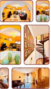 a series of four pictures of a living room at Casa Bea in Cangas de Onís