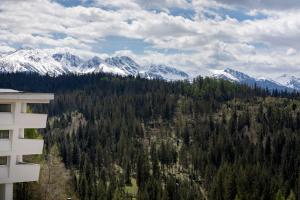 a view of a mountain with snow covered mountains at Hotel HARNAŚ dla dorosłych z widokiem na Tatry in Bukowina Tatrzańska