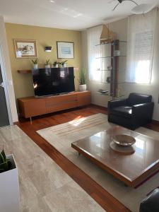 Televízia a/alebo spoločenská miestnosť v ubytovaní Apartments Luana with private jacuzzi