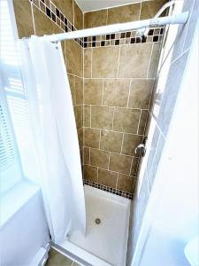Bathroom sa The Terrace at Park Place 2nd floor walk up -cozy 2 bedroom fast WiFi free coffee