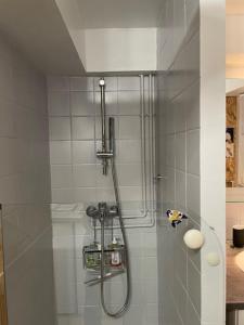 eine Dusche mit einem Schlauch im Bad in der Unterkunft Studio côté Parc des Contades in Straßburg