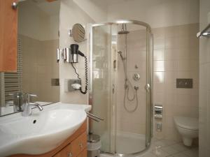 A bathroom at La Scala Apartments