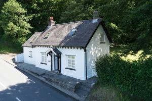 a small white house sitting on the side of a street at Garden Cottage Newcastle Emlyn in Newcastle Emlyn