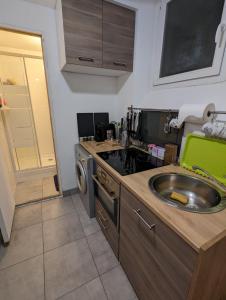 a kitchen with a sink and a dishwasher at Appartement paisible in Clichy