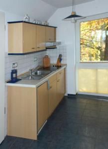 kuchnia ze zlewem i blatem w obiekcie Seeblick Wohnung 121 w Koserowie