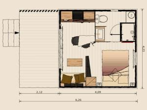 a floor plan of a small room with at Camping Les Perouses in Saint-Clément-des-Baleines