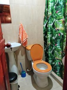 ein Bad mit einem WC und einem Waschbecken in der Unterkunft CARRIQUI in Calarcá