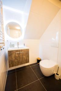 a bathroom with a toilet and a sink at Beautiful 2-bedroom apartment 76m2 BSh-27 in Rotterdam