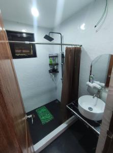 a bathroom with a sink and a toilet and a shower at RIJHANELS APARTELL in Paradahan