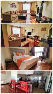 - deux photos d'une chambre et d'un salon dans l'établissement Wplace - Westlands, à Nairobi