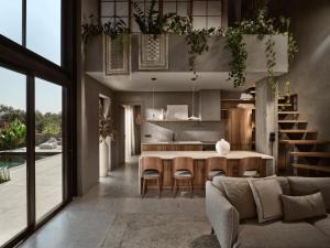 Χώρος καθιστικού στο Theros Exotica Loft Villa Contemporary 2BR W pool in Tsilivi Hills
