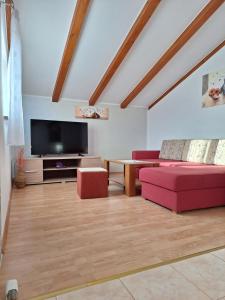 a living room with a couch and a tv at Apartment Ankica in Umag