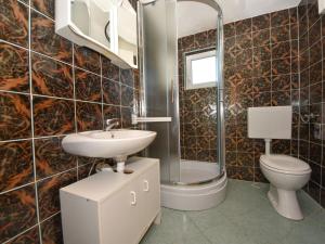 ein Bad mit einem WC, einem Waschbecken und einer Dusche in der Unterkunft Apartment Mia-3 by Interhome in Obrovac