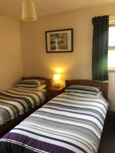 A bed or beds in a room at Bracken Lodges, Loch Tay, Linnie Lodge