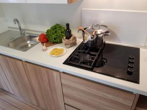 encimera de cocina con fogones y fregadero en Holiday Home Banko camping-2 by Interhome, en Poreč