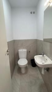a bathroom with a toilet and a sink at Casa en Los Remedios in Seville