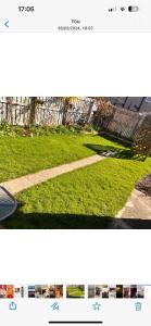two pictures of a yard with grass and a sidewalk at Five Newcastle Town House in Kenton