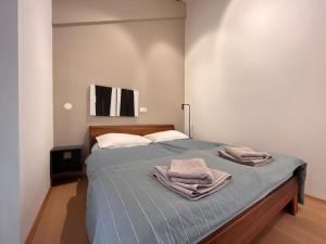 1 dormitorio con 1 cama con 2 toallas en Villa Boris, en Starše