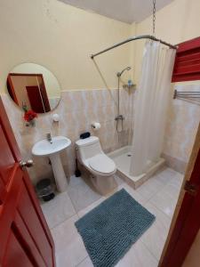 a bathroom with a toilet and a sink and a shower at Villa Stellia @drvacationsrental in La Laguna