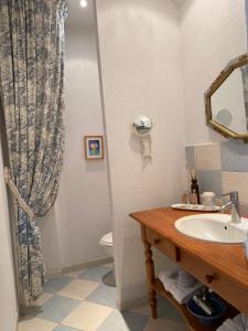 a bathroom with a sink and a toilet at chambre d'hôtes La Marmittiére in Civray-de-Touraine