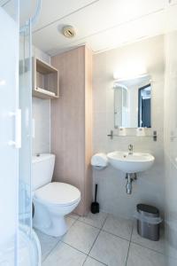 La salle de bains est pourvue de toilettes et d'un lavabo. dans l'établissement Face West Le Pontet, au Pontet