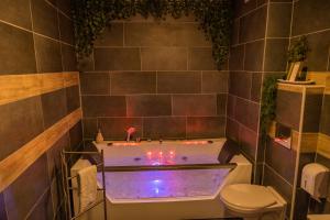 een badkamer met een bad met verlichting bij NAR Royalton Accommodation in Niš