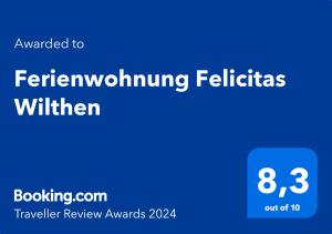 Certifikát, hodnocení, plakát nebo jiný dokument vystavený v ubytování Ferienwohnung Felicitas Wilthen