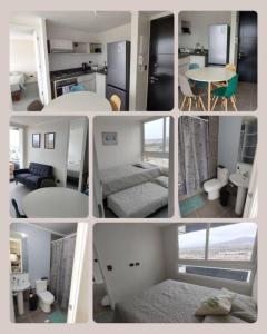 En eller flere senge i et værelse på Acogedor depto. centro La Serena