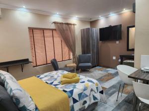 a bedroom with a bed and a sink and a television at South Gate Country Lodge in Polokwane +36 photos