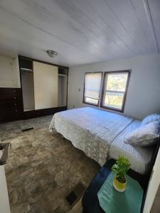 1 dormitorio con 1 cama grande y ventanas en Westfield's choice, en Westfield